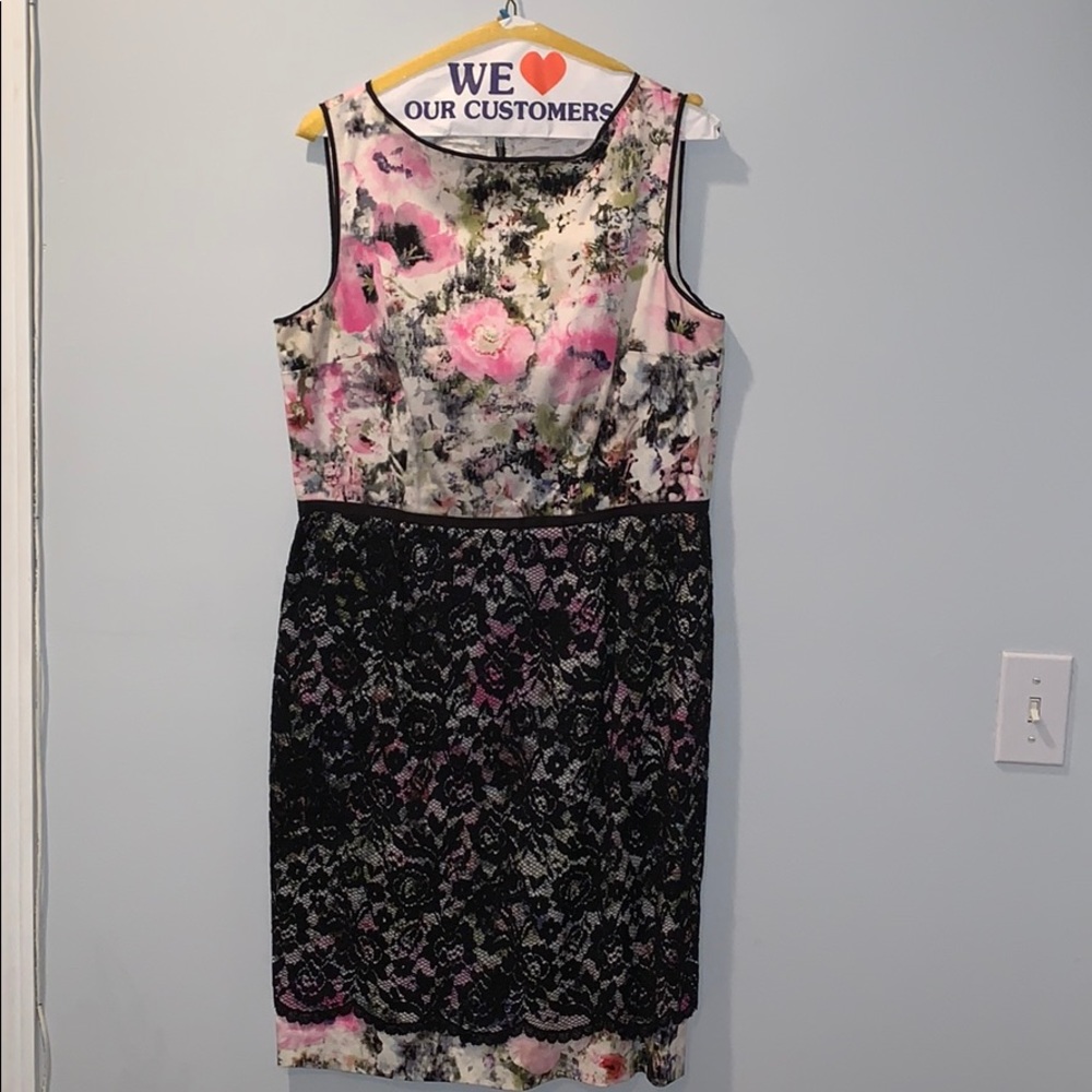Nordstrom floral and lace mixed media dress